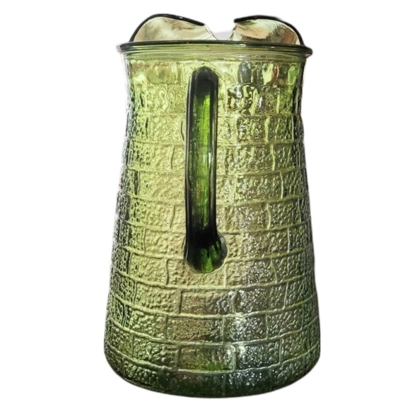 Vintage - Barlett Collins Mid Century Modern Brick Road Avocado Glass Pitcher‎ - Picture 2 of 4